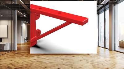 Red L shape bracket with slant support. Metal part design. 3d render. Isolated on white background Wall mural