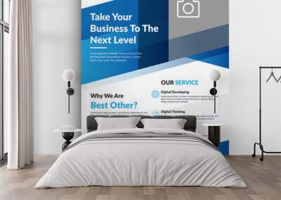 Corporate business flyer poster pamphlet brochure cover template design with blue color on a4 paper size. Wall mural