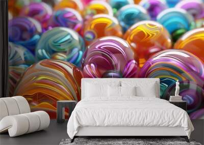 Vibrant Swirling Spheres Abstract and Modern Stock Image for Creative Designs Wall mural