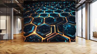 3D Hexagon Geometric Pattern Background for Technology and Business Wall mural