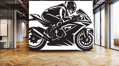 Speedy Biker silhouette illustration vector  . Wall mural