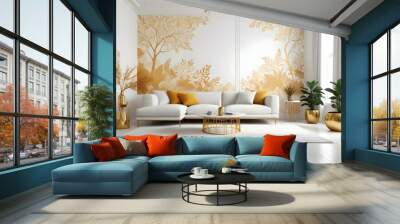 Photo modern style interior room 3d illustration Wall mural