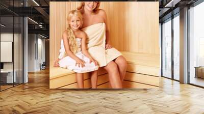 mother and daughter in the sauna Wall mural