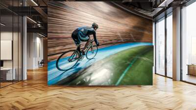 Sportsman with cycle Wall mural