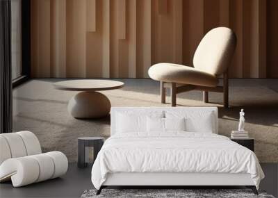 concept of modern minimalist design: close-up of lounge furniture. 3d render. Wall mural