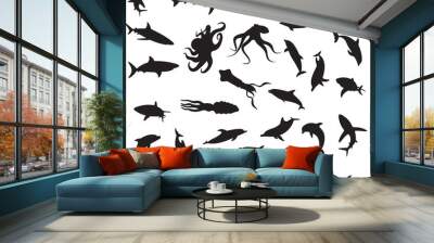 Aquatic Animals Silhouette Collection Wall mural