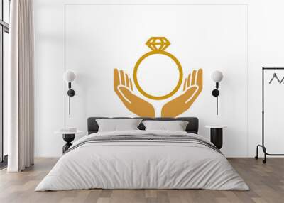 abstract ring holding by two hands logo vector icon design illustration Wall mural