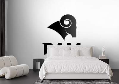 creative abstract ram horn Sheep bighorn head attack logo vector symbol Wall mural