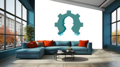 Creative Gear Worker Contractor Logo Design Illustration Wall mural