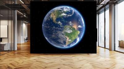 Flying over the earth's surface, 3D rendering. Wall mural