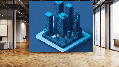 Isometric Business illustration gradient blue Wall mural