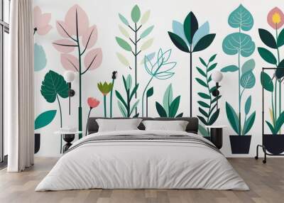 Variation flat vector plant art Wall mural