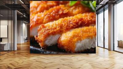 A tonkatsu close up, food design, dynamic, dramatic compositions, with copy space. Wall mural