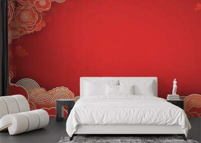 Background template with chinese pattern in red Wall mural