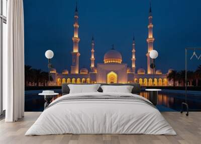 Beautiful traditional Islamic architecture design, best Travel and tourism spot colorful sunset mosque view. Wall mural