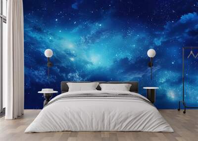 Blue starry sky with infinite space Wall mural