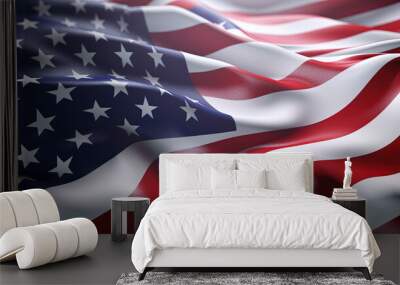 Close up american flag background. 4th of july. Independence day illustration. Generative AI. Wall mural