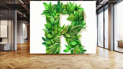 The word R made of leaves. Easy to remove background. Tropical leaves collection. Wall mural