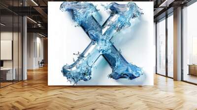 Water alphabet, realistic letters water, water font letter X Wall mural