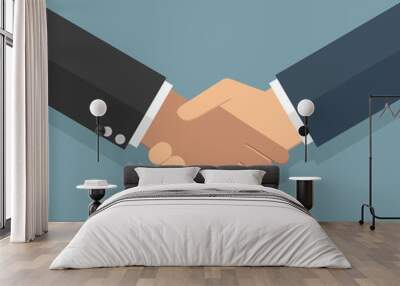 Handshake in flat style Wall mural