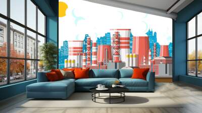 Industrial factory, power plant or pipes building Wall mural