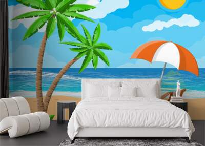 Landscape of palm tree on beach Wall mural