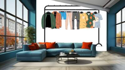 Mens and Womans Clothes on Hanger. Wall mural