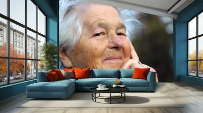 elderly woman smiling Wall mural