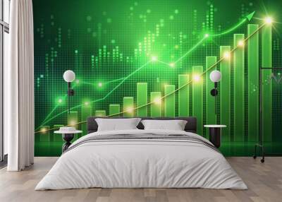 graph chart on green background Wall mural