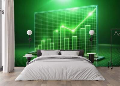 graph chart on green background Wall mural