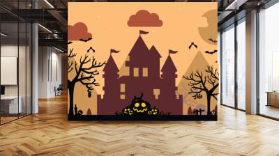 Flat Vector Halloween Background 2 - Hand Drawn  Wall mural