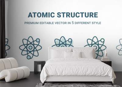 atomic structure icon in 5 different style. Outline, filled, two color, thin atomic structure icon isolated on white background. Editable vector can be used web and mobile Wall mural