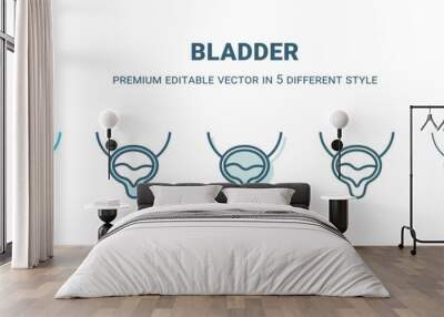 bladder icon in 5 different style. Outline, filled, two color, thin bladder icon isolated on white background. Editable vector can be used web and mobile Wall mural