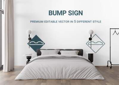 bump sign icon. Filled and line bump sign icon from traffic signs collection. Outline vector isolated on white background. Editable bump sign symbol Wall mural