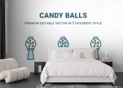 candy balls icon in 5 different style. Outline, filled, two color, thin candy balls icon isolated on white background. Editable vector can be used web and mobile Wall mural