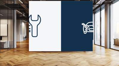 car repair icon. Outline  car repair icon from transportation collection. Linear vector isolated on white and dark blue background. Editable car repair symbol can be used web and mobile Wall mural