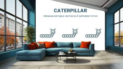 caterpillar icon in 5 different style. Outline, filled, two color, thin caterpillar icon isolated on white background. Editable vector can be used web and mobile Wall mural