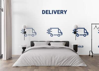 delivery icon. Thin, light, regular, bold, black delivery icon set from delivery and logistics collection. Editable delivery symbol can be used web and mobile Wall mural