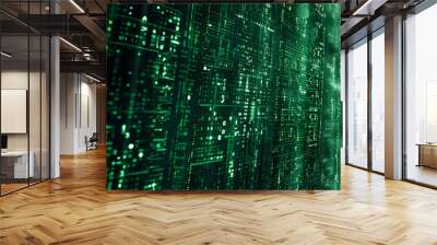 Dynamic digital matrix code background, embodying a cyber or tech theme, suitable for electronic or security products  Wall mural