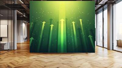 Abstract green gradient background with an arrow-shaped elements arrow flat design, vector illustration, 2D, minimalism website banner. Wall mural