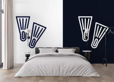 fins icon. Thin line fins icon from summer collection. Outline vector isolated on dark blue and white background. Editable fins symbol can be used web and mobile Wall mural