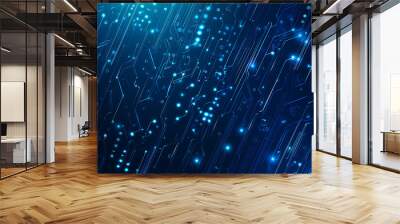 Futuristic vector illustration of a blue circuit board with intricate digital tech elements, perfect for advanced technology backgrounds. Wall mural