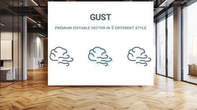 gust icon in 5 different style. Outline, filled, two color, thin gust icon isolated on white background. Editable vector can be used web and mobile Wall mural