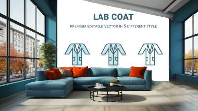 lab coat icon in 5 different style. Outline, filled, two color, thin lab coat icon isolated on white background. Editable vector can be used web and mobile Wall mural