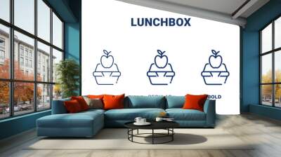 lunchbox icon. Thin, light, regular, bold, black lunchbox, school icon set from education collection. Outline vector isolated on white background. Editable lunchbox symbol can be used web and mobile Wall mural