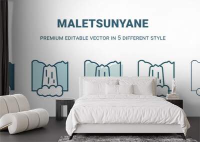 maletsunyane icon in 5 different style. Outline, filled, two color, thin maletsunyane icon isolated on white background. Editable vector can be used web and mobile Wall mural