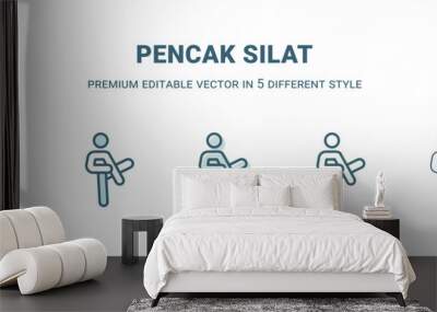 pencak silat icon in 5 different style. Outline, filled, two color, thin pencak silat icon isolated on white background. Editable vector can be used web and mobile Wall mural