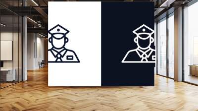 policeman working icon. Thin line policeman working icon from people collection. Outline vector isolated on dark blue and white background. Editable policeman working symbol can be used web and mobile Wall mural