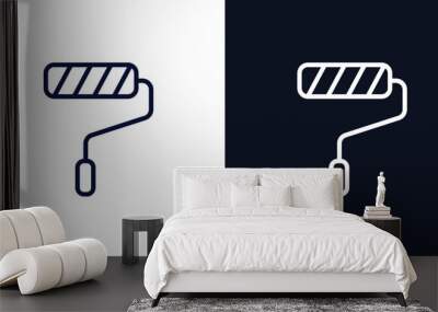 roller and paint icon. Thin line roller and paint icon from construction collection. Outline vector isolated on dark blue and white background. Editable roller and paint symbol Wall mural