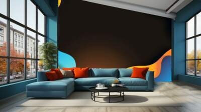 A modern light mode background with a dominant black base and vibrant orange, blue, and yellow accents. Ideal for professional and sleek visual presentations. Wall mural